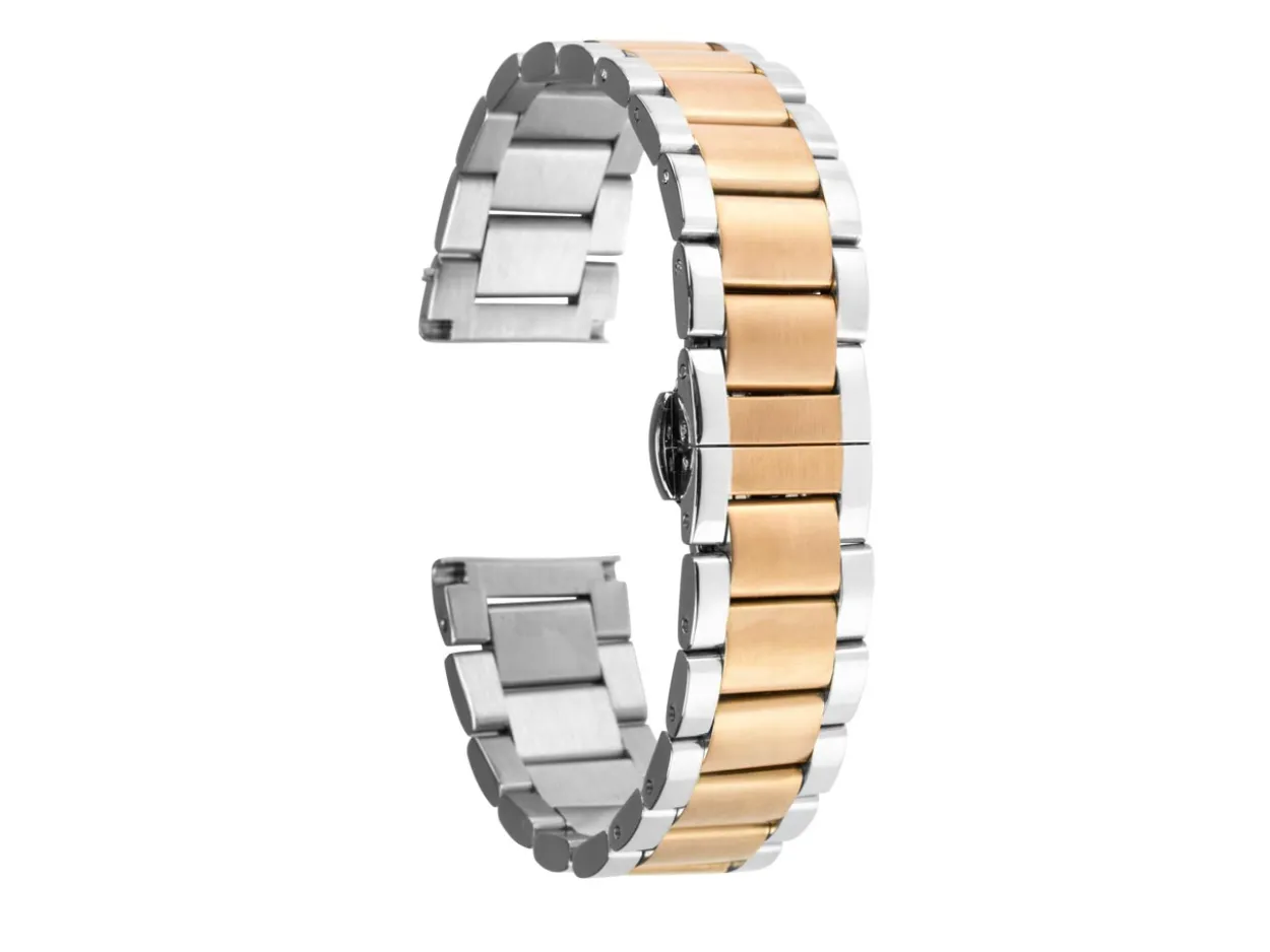 Dual Tone Stainless Steel And Gold Bracelet, Centre Clasp, 18mm