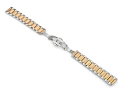 Dual Tone Stainless Steel And Gold Bracelet, Centre Clasp, 18mm