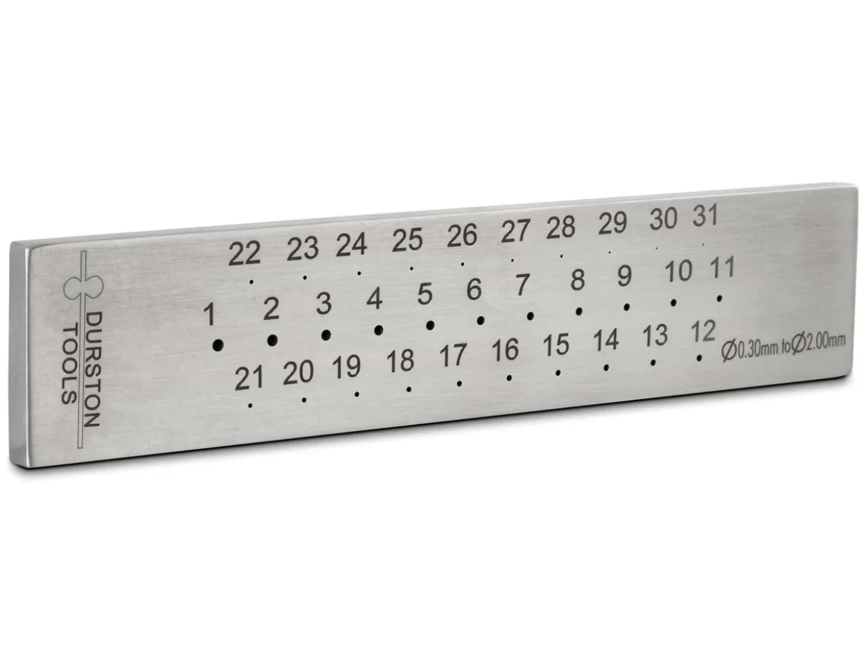 Durston Steel Round Drawplate, 0.3mm - 2.0mm, 31 Hole