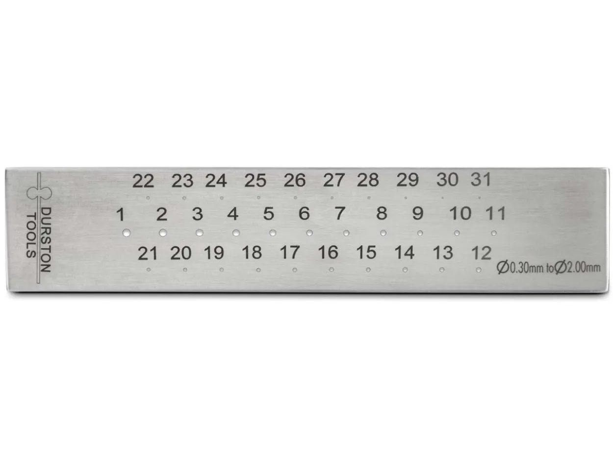 Durston Steel Round Drawplate, 0.3mm - 2.0mm, 31 Hole