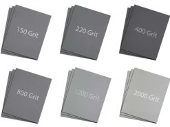 Emery Paper Set Of 6 Grits, 150, 220, 400, 800, 1200 And 2000, Pack of 18
