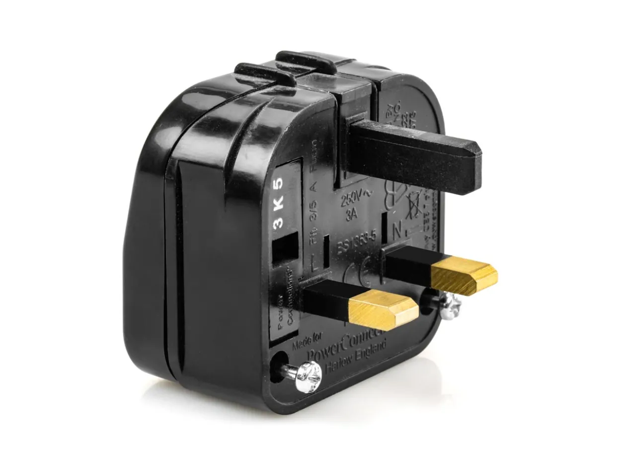 Eu Cee Round 2 Pin Plug To UK 3 Pin Plug Converter