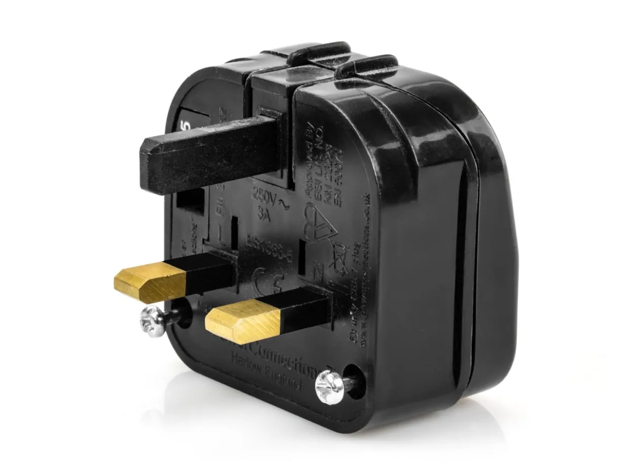 Eu Cee Round 2 Pin Plug To UK 3 Pin Plug Converter