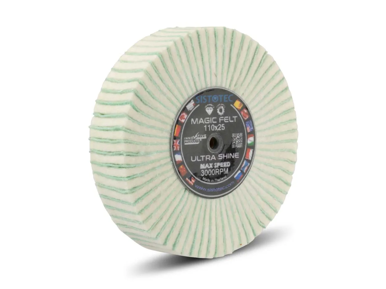 Felt And Emery Flap Wheel, 110mm X 25mm