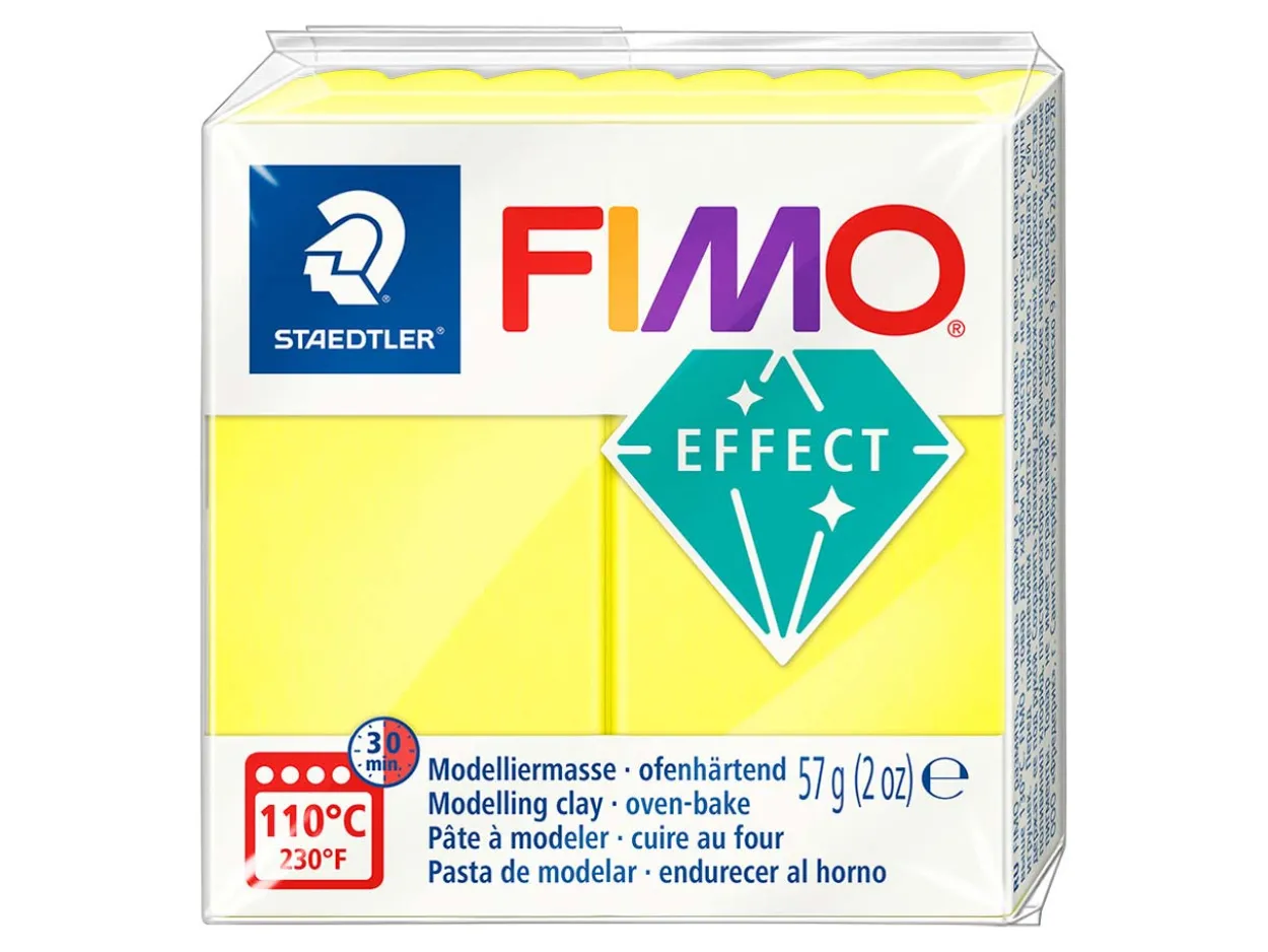 Fimo Effect Neon Yellow 57g Polymer Clay Block Fimo Colour Reference 101