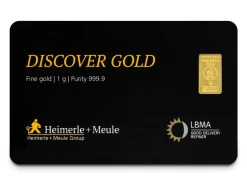 Fine Gold Bar 1g Stamped H+M Card Design