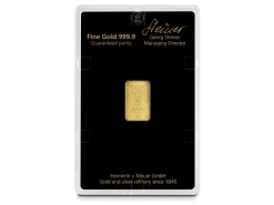 Fine Gold Bar 2.5g Stamped H+M Card Design