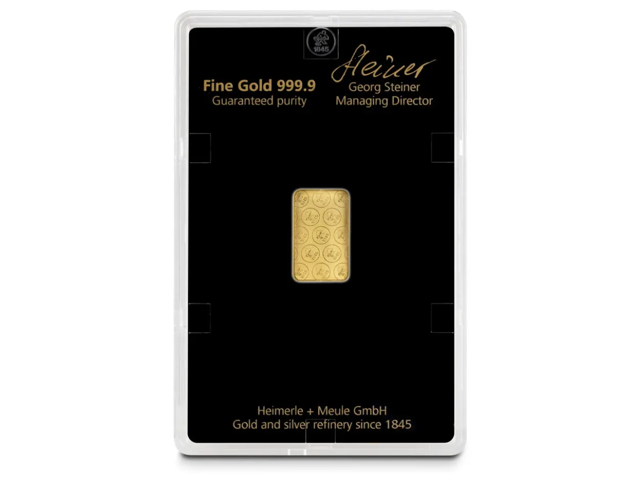 Fine Gold Bar 2.5g Stamped H+M Card Design