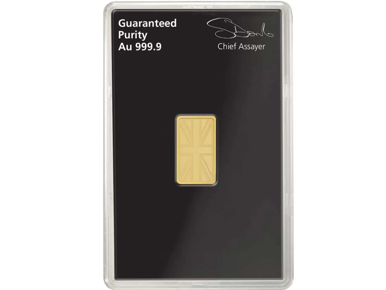 Fine Gold Bar 10g Stamped UK Design, Certified And Supplied In A Blister Pack, 100% Recycled Gold