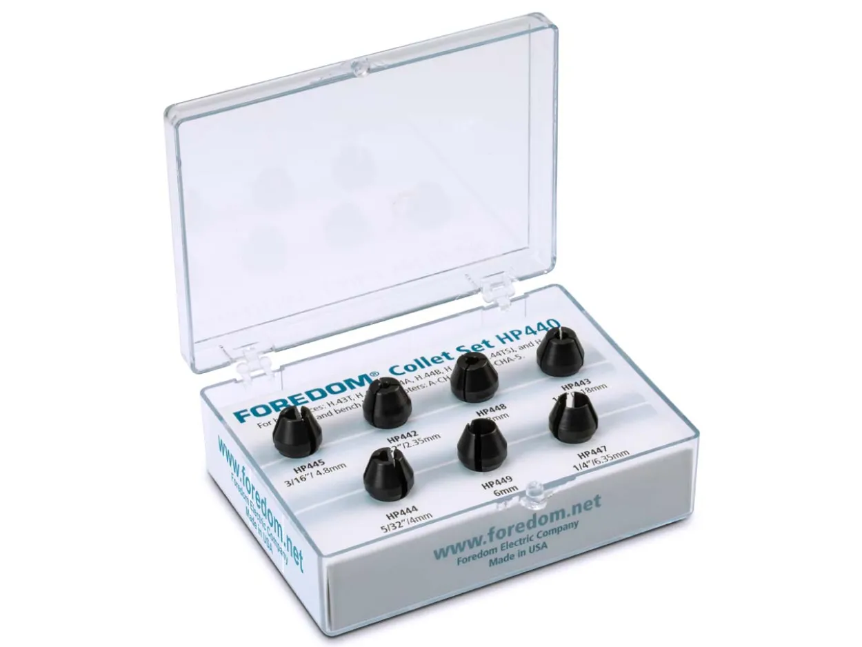 Foredom Set Of 7 Collets 2.35-6.35mm Diameter For Use With H.44t, H.43t And Similar