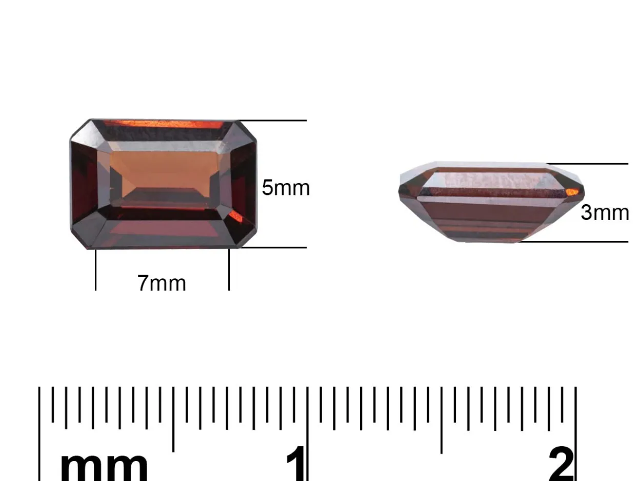 Garnet, Octagon, 7x5mm