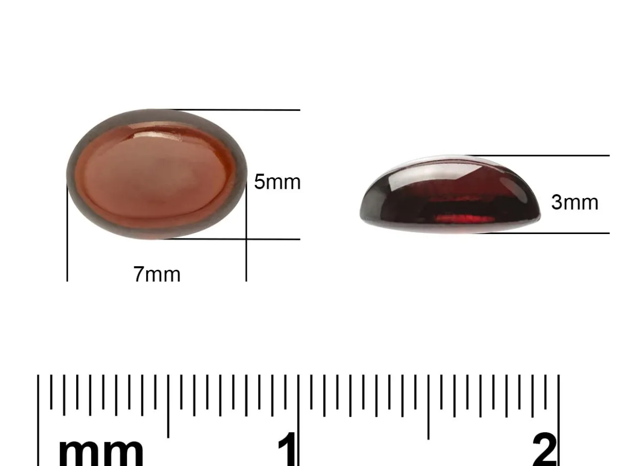 Garnet, Oval Cabochon, 7x5mm