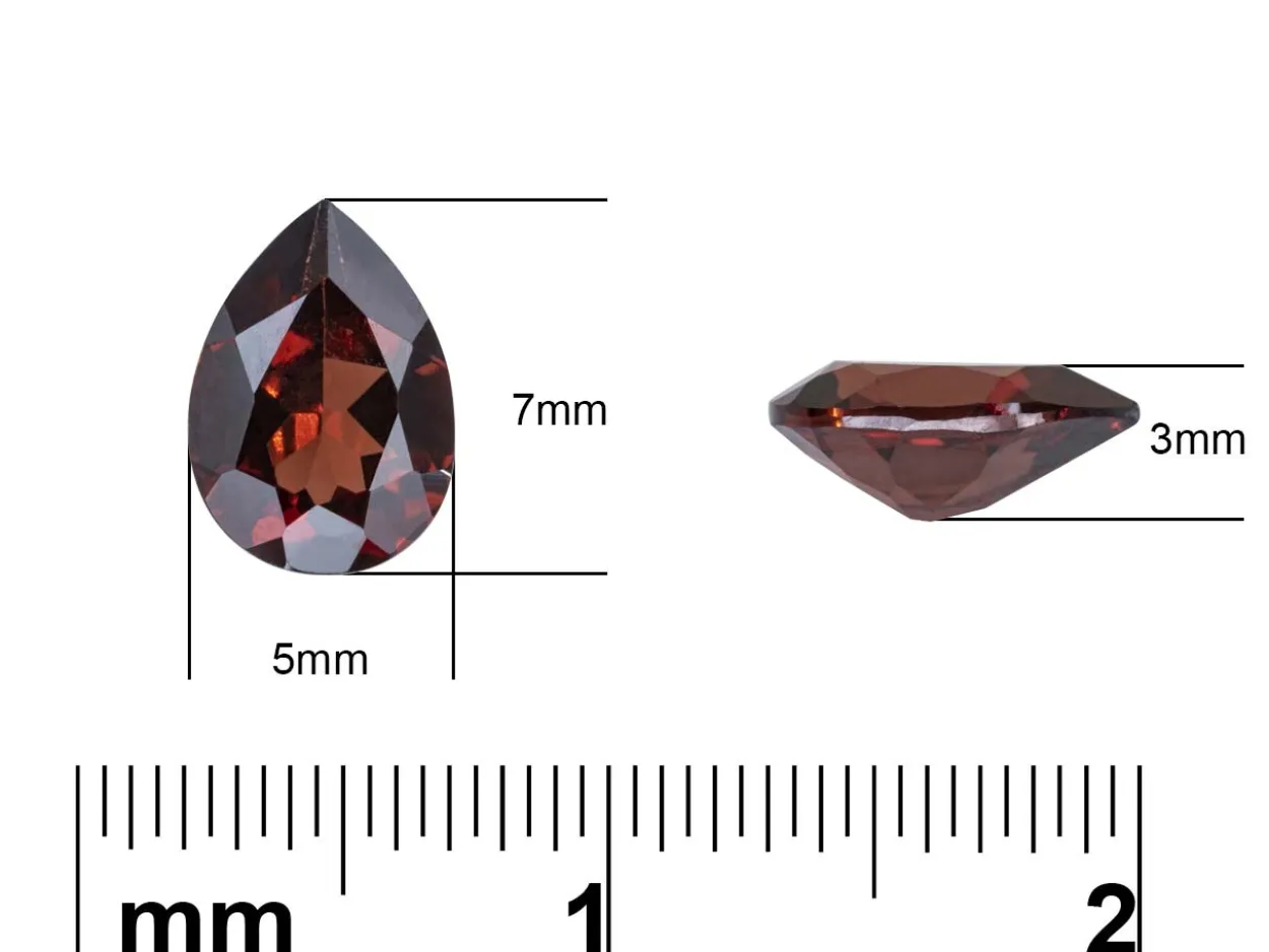 Garnet, Pear, 7x5mm