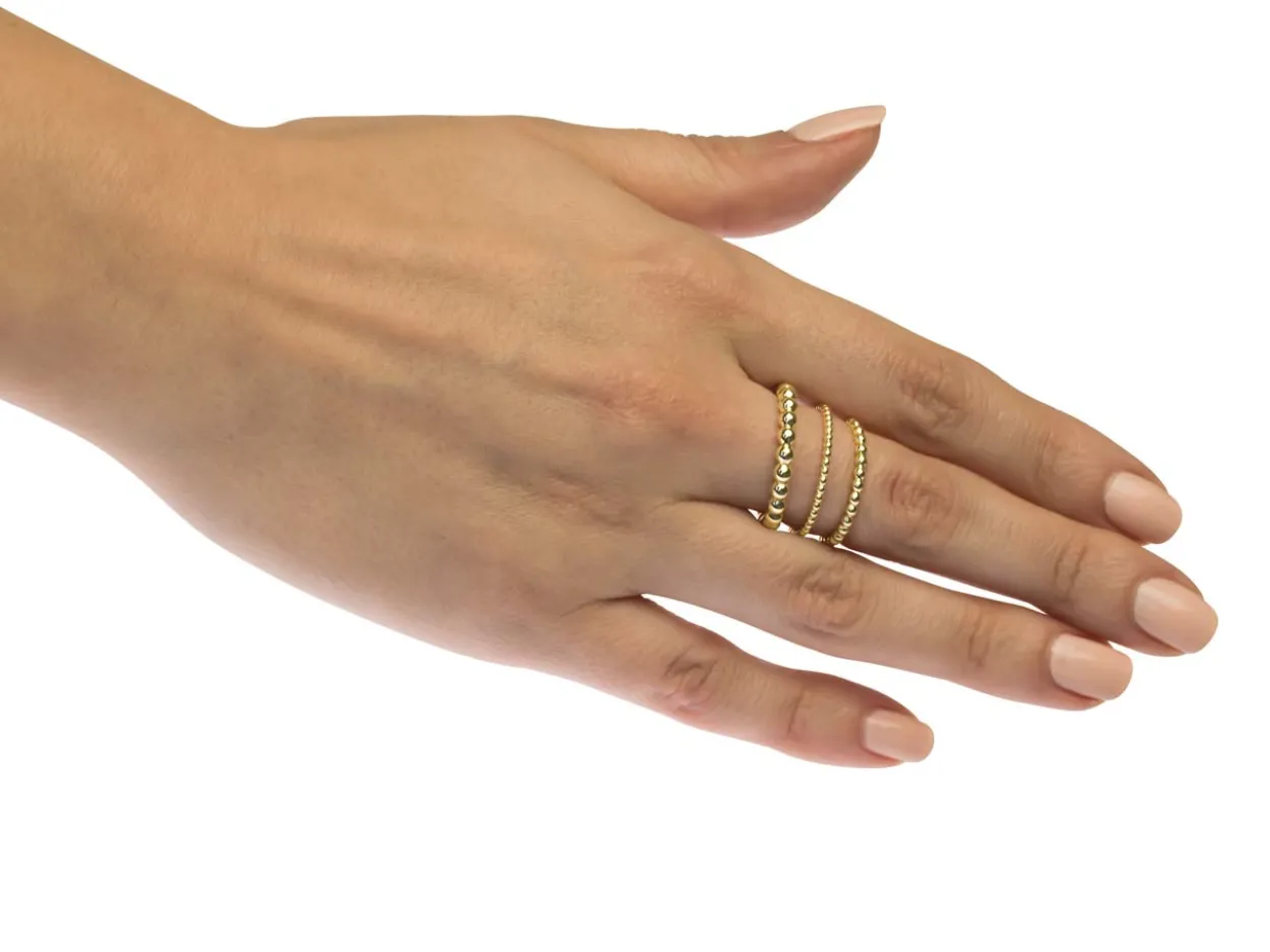 Gold Filled Beaded Ring 2mm Size M