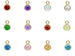 Gold Filled Birthstone Cubic Zirconia Bezel Drop Connectors Set