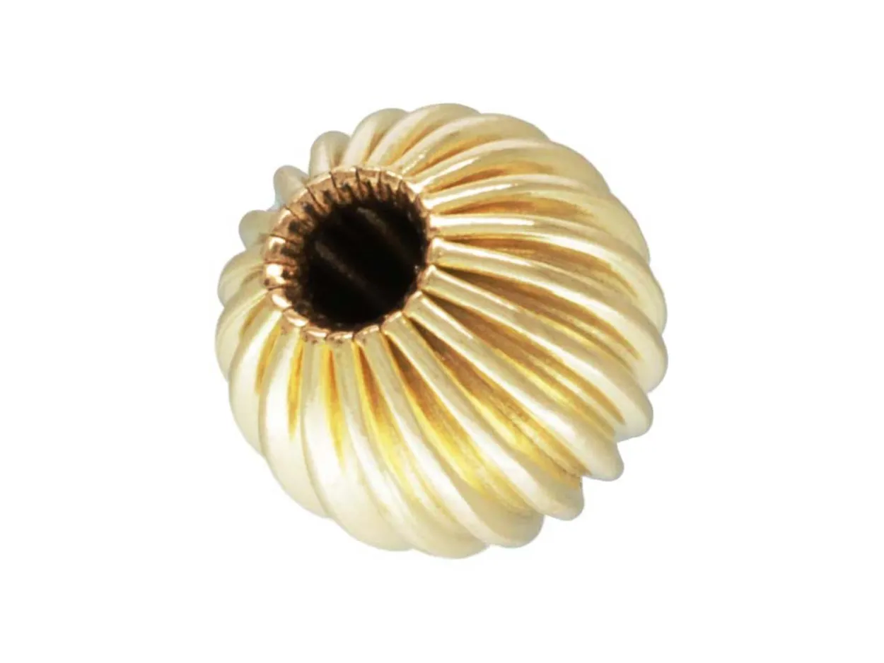 Gold Filled Corrugated Round 2 Hole Bead 5mm Pack of 5