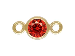 Gold Filled Cubic Zirconia Bezel Connector Ruby 3mm