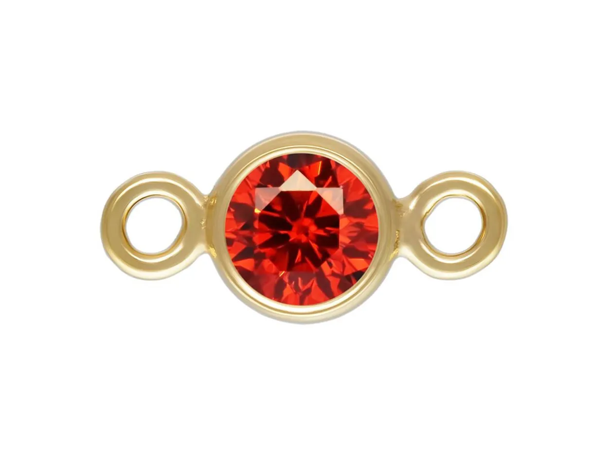 Gold Filled Cubic Zirconia Bezel Connector Ruby 3mm