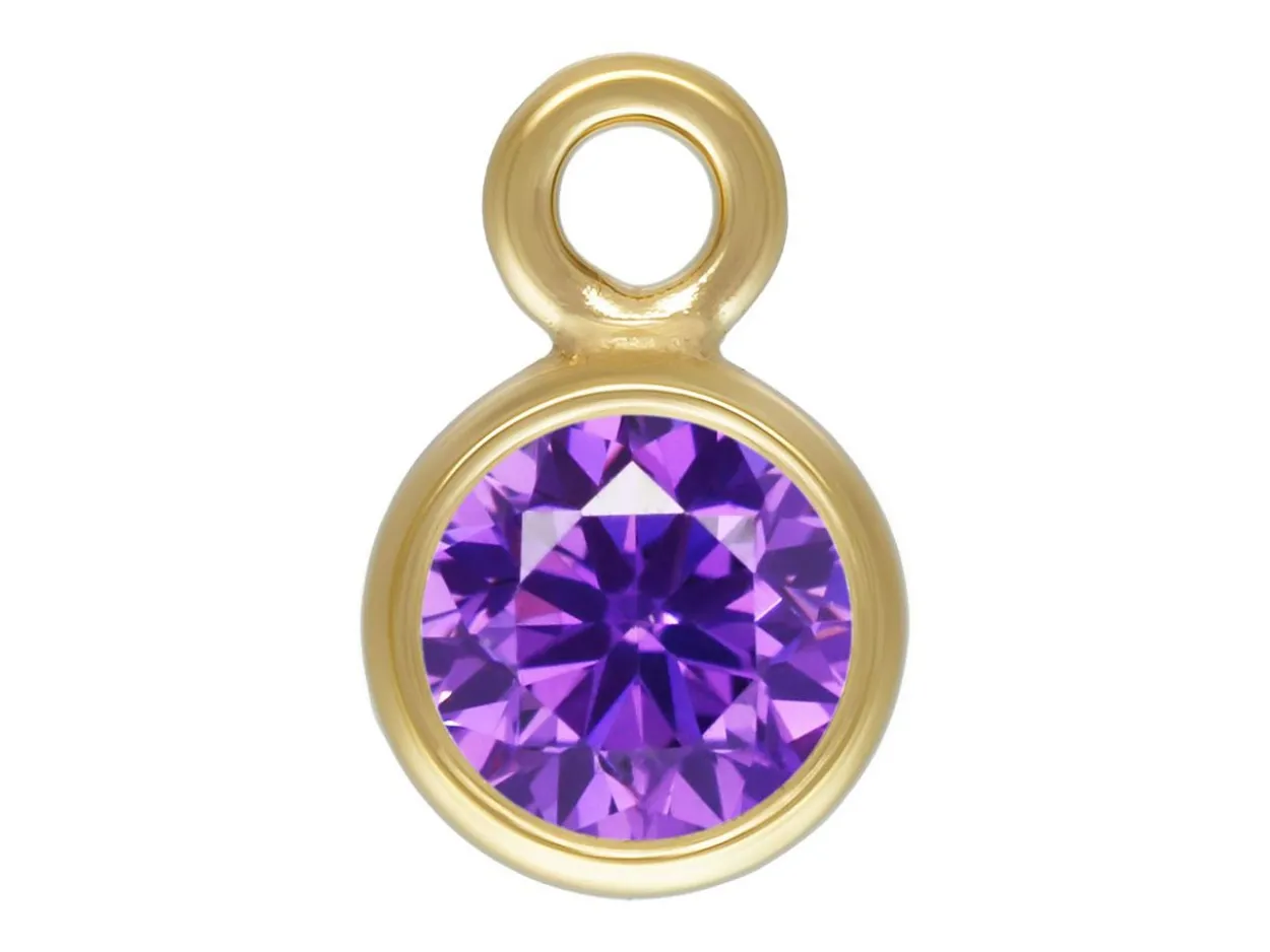 Gold Filled Cubic Zirconia Bezel Drop Connector Amethyst 3mm
