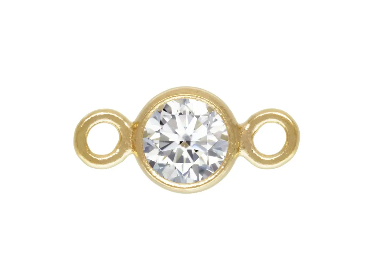 Gold Filled Cubic Zirconia Bezel Connector White 3mm