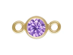 Gold Filled Cubic Zirconia Bezel Connector Light Amethyst 3mm