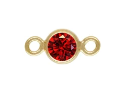 Gold Filled Cubic Zirconia Bezel Connector Garnet 3mm