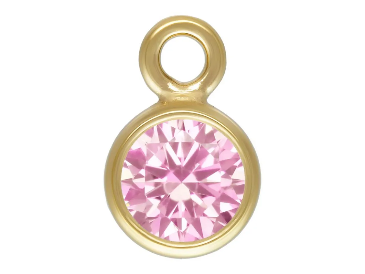 Gold Filled Cubic Zirconia Bezel Drop Connector Pink 3mm