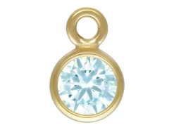 Gold Filled Cubic Zirconia Bezel Drop Connector Aquamarine 3mm