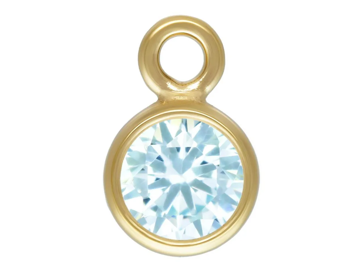 Gold Filled Cubic Zirconia Bezel Drop Connector Aquamarine 3mm