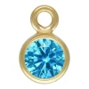 Gold Filled Cubic Zirconia Bezel Drop Connector Swiss Blue 3mm