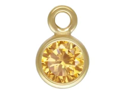 Gold Filled Cubic Zirconia Bezel Drop Connector Champagne 3mm