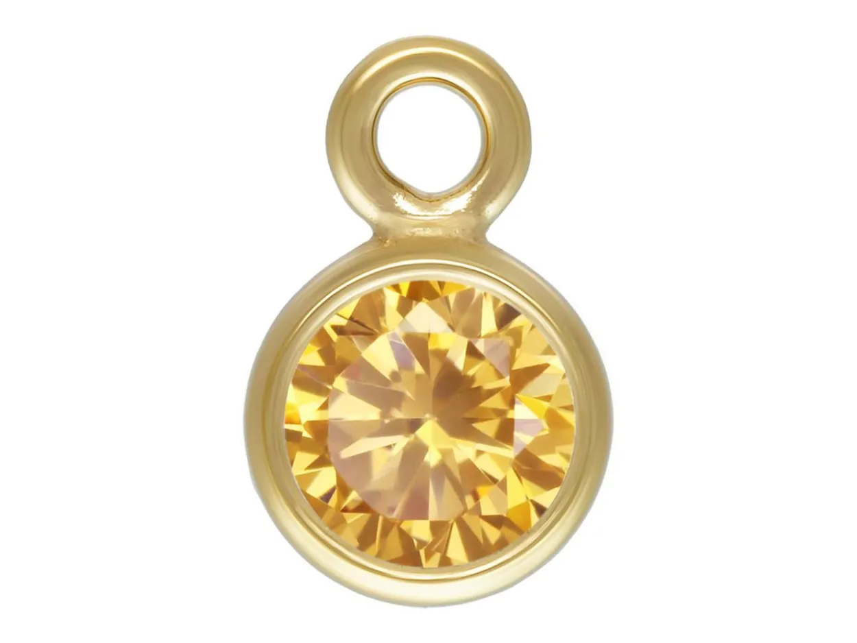 Gold Filled Cubic Zirconia Bezel Drop Connector Champagne 3mm