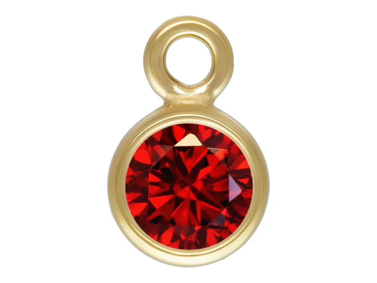 Gold Filled Cubic Zirconia Bezel Drop Connector Garnet 3mm