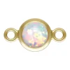 Gold Filled Cubic Zirconia Bezel Connector Synthetic White Bello Opal 4mm