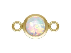 Gold Filled Cubic Zirconia Bezel Connector Synthetic White Bello Opal 4mm