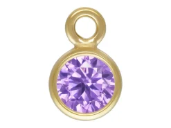 Gold Filled Cubic Zirconia Bezel Drop Connector Light Amethyst 3mm
