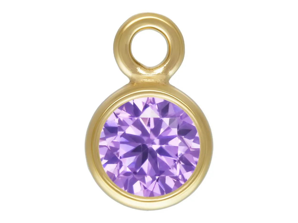 Gold Filled Cubic Zirconia Bezel Drop Connector Light Amethyst 3mm