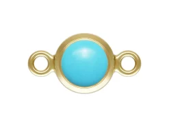 Gold Filled Cubic Zirconia Bezel Connector Imitation Turquoise 4mm