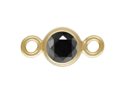 Gold Filled Cubic Zirconia Bezel Connector Black 3mm