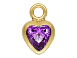 Gold Filled Cubic Zirconia Heart Bezel Drop Connector Amethyst, 3mm