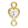 Gold Filled Cubic Zirconia Heart Bezel Connector White 3mm