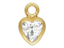 Gold Filled Cubic Zirconia Heart Bezel Drop Connector White 3mm