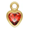 Gold Filled Cubic Zirconia Heart Bezel Drop Connector Garnet, 3mm