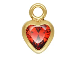 Gold Filled Cubic Zirconia Heart Bezel Drop Connector Garnet, 3mm