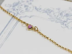 Gold Filled Cubic Zirconia Heart Bezel Connector Pink, 3mm