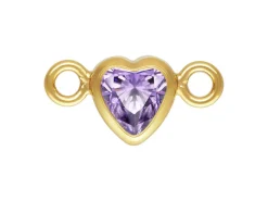 Gold Filled Cubic Zirconia Heart Bezel Connector Light Amethyst, 3mm