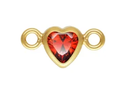 Gold Filled Cubic Zirconia Heart Bezel Connector Garnet, 3mm