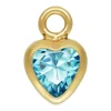 Gold Filled Cubic Zirconia Heart Bezel Drop Connector Swiss Blue, 3mm