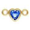 Gold Filled Cubic Zirconia Heart Bezel Connector Sapphire, 3mm