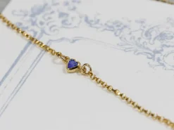 Gold Filled Cubic Zirconia Heart Bezel Connector Sapphire, 3mm